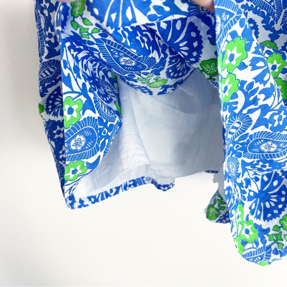 BOGO! Gretchen Scott Flirt Floral Dress East India Cotton Blue Green XL - Picture 6 of 10